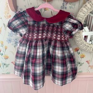 Plaid smocked dress baby vintage
